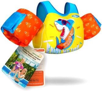 AEOCOO Puddle Float Jumper 20-30-50-60-70 Pounds, Toddler Swim Vest for 1-3-5-6-9 Years Old, Pool Floats with Swimming Arm Floaties Swim Jacket for Kids Swimmies, Boys, Girls, Niños, Shark