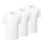 Trutex Basics 3 Pack Regular Fit, Short Sleeve School Polo Shirts for Boys and Girls (2-16 Years), Unisex Kids Polo Shirts Boys and Girls, Ideal for PE Kits - Genuine School Uniform White