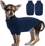 ALAGIRLS Winter Keep Warm Large Size Dog Jumper Puppy Sweater, Classic Turtleneck Fleece Large Dog Coat, Knitwear Cat Sweater, Cute Pet Outfits Apparel, Navy XL