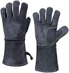 OZERO 932°F Heat Resistant Mig/Stick Welding Gloves 14 inches Cowhide Leather - Long Sleeve and Insulated Lining Barbecue Glove for Tig Welder/Grilling/Oven/Green Egg/Stove (Grey, 35.5cm)