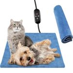 KEKELAN Pet Heating Pad for Cats,2 Indoor Outdoor Waterproof Electric Heated Pad Mat for Dogs with Chew Resistant Cord,5 Timer and 6 Level Temperature Pet Bed Warmer-17.7x17.7