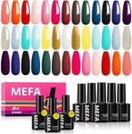 MEFA Gel Nail Polish Kit,23 Pcs Pink Blue Black Glitter White Gel Polish Collection Summer Starter Kit Navy Blue Nail Polish Classic Colors with Glossy & Matte Top Base Coat Nail Art for Manicure