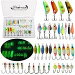 Dovesun Ice Fishing Jigs Ice Fishing Lures Jig Heads Walleye Fishing Lures Crappie Jigs Glow in Dark-Ice Fishing Jigs with Storage Box 38pcs