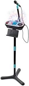VTech - Kidi SuperStar DJ Studio Noir, Micro Karaoké Enfant 9 en 1 avec Table de Mixage, Boule Disco Lumineuse Rotative, Apprentissage du Chant et Jeux, Cadeau Enfant Dès 6 Ans - Contenu en Français