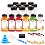 10pcs 8oz Empty Plastic Bottles with Black Lids, Plastic Juice & Smoothie Drink Bottles, 8 Ounce Reusable Clear Drink Beverage Containers for Mini Fridge, Juicer Shots, Small Water, Milk