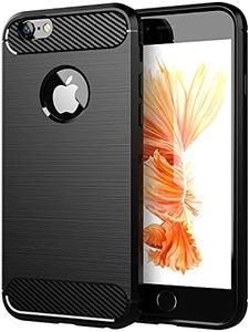 Cadorabo Estuche Compatible con Apple iPhone 6 Plus / 6S Plus en Brushed Negro - Funda Protectora Fabricada en Silicona TPU Flexible en Fibra óptica de Carbono de Acero Inoxidable