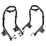 Venom Sport Bike Motorcycle Front & Rear Combo Wheel Lift Stands with Dolly Wheels, Fork & Spool Lift Attachments, Black