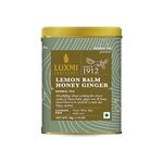 Luxmi Estates Lemon Balm Honey Ginger Herbal Loose Tea 50gm Tin Caddy | USDA Certified Organic Herbal Tea | Caffeine-Free | 25 Cups