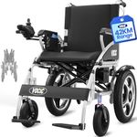 VOCIC V58 Foldable Electric Wheelchair, 26 Miles Range, Max 150KG, Outdoor Power Wheelchair with 40CM Pneumatic Tyres for All Terrains, Powerful 500W Motor, 45cm Soft Seat, 5 Year Support(White)