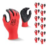 Durabull Latex Coated Work Gloves - Heavy Duty Protective Gloves For Builders, Garden & Working. Secure Fit With Anti Slip Grip. (Red, 10 (XL))