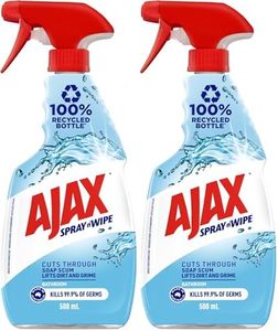 Ajax Spray n' Wipe Bathroom Antibacterial Disinfectant Cleaner Trigger, 500mL, Fresh Burst Surface Spray, Soap Scum Remover (Pack of 2)