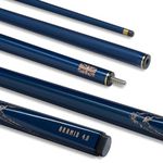 POWERGLIDE Snooker Pool or Billiard Cue | Carbon & Fibreglass | Ultra Smooth Metallic Painted High Gloss Blue & Rose Gold | 2-Piece 50/50 Joint | 18oz | Full Size 57" | 10mm Tip