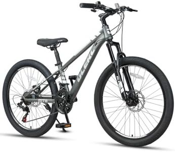 Glerc 24 Inch Kids Bike, Kids Mountain Bike for Boys and Girls Ages 9-15, 21-Speed Skyline Bicycle with Front Suspension and Disc Brakes, Charcoal Black