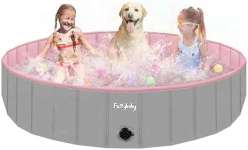 Furrybaby Dog Pool, Foldable Dog Pools for Large Dogs Portable Pet Pool Kiddie Pool Doggie Wading Pool Dog Swimming Pool(Pink 63'') Indoor and Outdoor