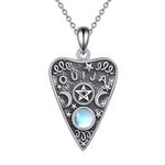 YFN Ouija Necklace Sterling Silver Ouija Board Planchette Pendant Triple Moon Goddess Pentagram Jewelry Witch Gothic Wiccan Spooky Gifts for Women Girls