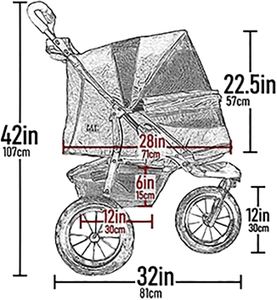 Pet Gear No-Zip NV Pet Stroller – Easy Access, All-Terrain Wheels