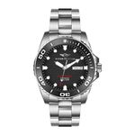 Nation of Souls Silver and Black Ocean Explorer RRP £299.00 Men's Automatic Analogue Diving Watch 43mm Stainless Steel Case 22mm Lug 316L 200m Water Resistant British Designed Dive Watches