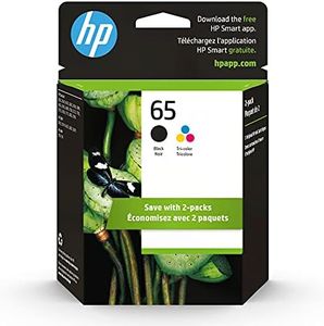 HP 65 Black/Tri-color Ink Cartridges (2-pack) | Works with HP AMP 100 Series, HP DeskJet 2600, 3700 Series, HP ENVY 5000 Series | Eligible for Instant Ink | T0A36AN