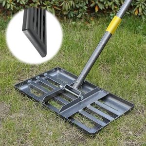 Lawn Leveling Rake with Smooth Eadge,Heavy Duty 17"x10" Lawn Leveling Rake with 6FT Adjustable Handle for Yard Garden Lawn Leveling, Soil Sand Spreading Dirt Top Dressing, Small Lawn Level Tool