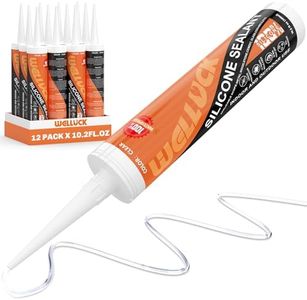 WELLUCK Clear Silicone Caulk, 100% Waterproof Silicone Sealant Adhesive Caulking,for RV, Kitchen,Bathroom, Window, Door, Glass,10.2FL.OZ/300ML (12 Pack)