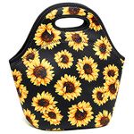 YOUBDM Neoprene Lunch Bags Thermal Insulated Lunch Tote Bag Reusable Washable Neoprene Picnic Bag for Women Men (Sunflowers)