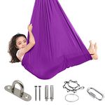 Yoga Swing for Kids Hammock Children Indoor Outdoor Kids Hangin Therapy Swing 110inch x 59inch (Hardware Included) Deep Purple