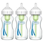 Dr. Brown's Options+ Wide-Neck Glass Baby Bottles, 9 Ounce, 3 Pack