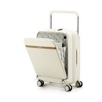 THE ASSEMBLY Polycarbonate Cabin Spinner, White Trolley Bag -45 Litres | Premium Hard-Sided Wide Handle Luggage With In-Built Tsa Lock & Usb Charging Port - 55 Cms | Roverpro