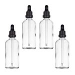 YIZHAO Clear Glass Dropper Bottles 100ml, with Glass Pipette Dropper, for Essential oil, Aromatherapy, Laboratory, Massage, Makeup, Mixing, Travel– 4Pcs