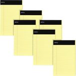 Emraw Jr. Legal pad, legal/wide Ruled Writing Pad. Perforated Edge. 5" X 8" Canary Yellow, Universal, Junior Size 50 sheets per Pad (Pack of 6)