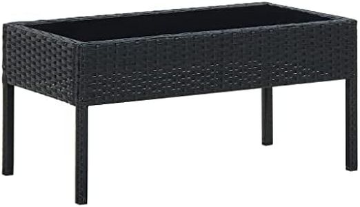 vidaXL Table de Jardin Table Basse de Patio Table d'Appoint de Terrasse Table d'Extérieur Meuble de Jardin Noir 75x40x37 cm Résine Tressée