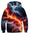 ALISISTER 3D Hoodie Kids Novelty Lightning Design Pullover Sweatshirt Autumn Winter Long Sleeve Hooded Jumper M