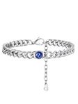 FOCALOOK Summer Bracelets for Women Stainless Steel Chunky Cuban Anklets Silver Ankle Bracelet September Birthstone Jewelry Synthetic-Sapphire Feet Ankle Chain Cubic Zirconia Party Anklet