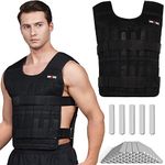 Adjustable Weighted Vest 20KG Workout Weight Vest Training Fitness Weighted Jacket for Man Woman (Included 96 Steel Plates Weights)