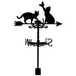 SUPERDANT Cats Weathervane Cats with Butterfly Wind Vane Animal Metal Weather Vane Roof Garden Direction Sign Cat Weather Vane for the Garden Weathercock Outdoor Farmhouse Roof Decoration