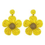 Flower Raffia Earrings for Women Statement Earrings Palm Bohemian Drop Dangle Earrings Summer Tropical Beach Jewelry, Metal, not known