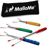 MalloMe Premium Marshmallow 45-inch Roasting Sticks Set of 4 Smores Skewers & Hot Dog Fork | Extending Patio Fire Pit Camping Cookware Campfire