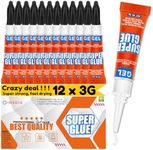 Super Glue Gel Clear Non-Drip, 12 X