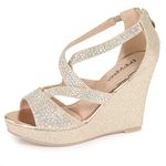 Bella Marie womens Wedge, Champagne, 7.5