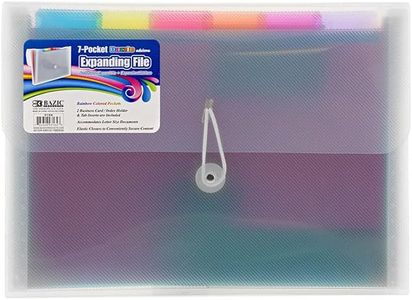 BAZIC Products Expanding File Folder 7 Pockets w/Color Tab, Letter Size Plastic File Pocket Folders, Home Office Supplies, Paper Documents Organizer, 12-Pack