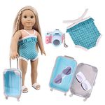 1 Set Swimsuit Bathing Clothes Outfits + Sunglasses + Shoes + Camera and Luggage For 14-18 Inch American Girl Dolls, Our Generation And Other Dolls