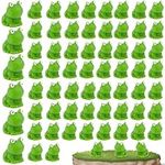 Mini Frogs Figurines 100 Pcs, Resin Tiny Frogs Miniature Animals Fairy Garden Decorations Accessories, Green Frog Craft Moss Landscape DIY Home Decor