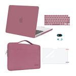 MOSISO Compatible with MacBook Pro 14 inch Case 2024 2023 2022 2021 Release M3 A2918 A2992 M2 A2779 M1 A2442, Plastic Hard Case&Sleeve Bag&Keyboard Skin&Webcam Cover&Screen Protector, Tea Petal Pink