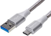 Amazon Basics Double Braided Nylon USB-C to USB-A 3.1 Gen 1 Cable , 1.8 m, Silver