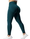 YEOREO Scrunch Butt Lift Leggings for Women Workout Yoga Pants Ruched Booty High Waist Seamless Leggings Compression Tights, #1 Teal, Medium