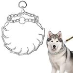 Metal Choke Chain for Dog, Anti Bark Collars for Dogs Pet Outdoor Training Durable Thick Prong Collars Puppy Adjustable Silver Necklace for Dogs Daily Training (L)