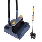 Dustpan and Brush Set Long Handled, JEHONN Tall 180 Degree Rotating Sweeping Brush, Household Dust Pan with Comb Teeth for Indoor Outdoor Garden Home Room Kitchen Office Lobby