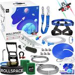 RollSpace 150FT Zipline Kits for Backyards with Cable Tensioning Kit Zipline for Kids with Detachable Trolley, 304 Stainless Steel Cable, Spring Brake and Adjutable Seat Zipline Play Set