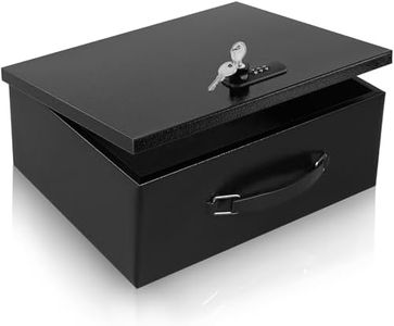 Dalmbox Portable Metal Safe Box with Dual Combination and Key Lock - Fire Resistant Storage for Documents, Car, Home and Outside - X Large 13.2"x 11"x 5.1" Black Box