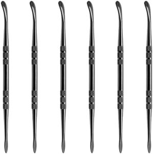 HARSKIYER 6pcs Wax Carving Tools, 4.75 Inch Stainless Steel Double-Ended Sculpting Spoon Tool Clay Sculpting Tools Wax Carving Sculpting Tools (Black)